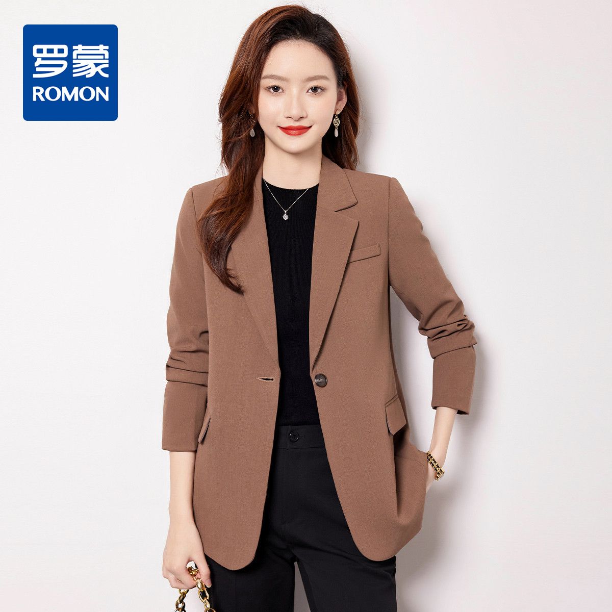 10180020.【商务职业】罗蒙女士西服外套女韩版直筒休闲宽松时尚气质小西服上衣