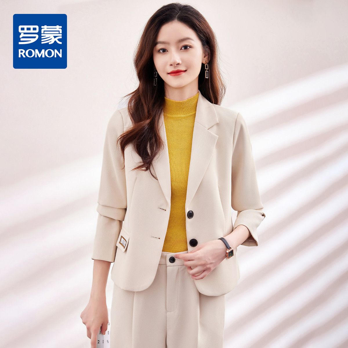 10179255.【上衣+裤子】罗蒙女士套装商务通勤时尚干练简约大气西服两件套女