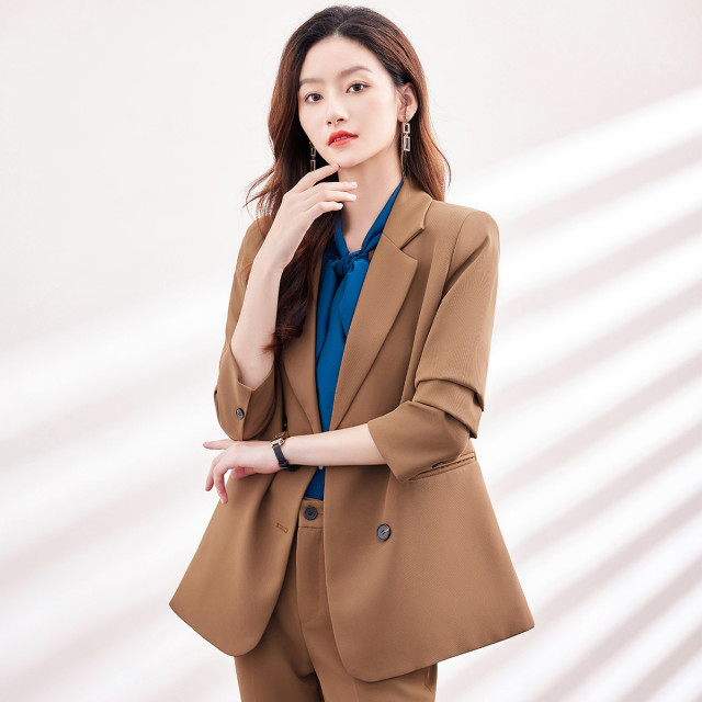 10179382.【上衣+裤子】罗蒙春秋款女士套装优雅通勤气质大方西服套装两件套女