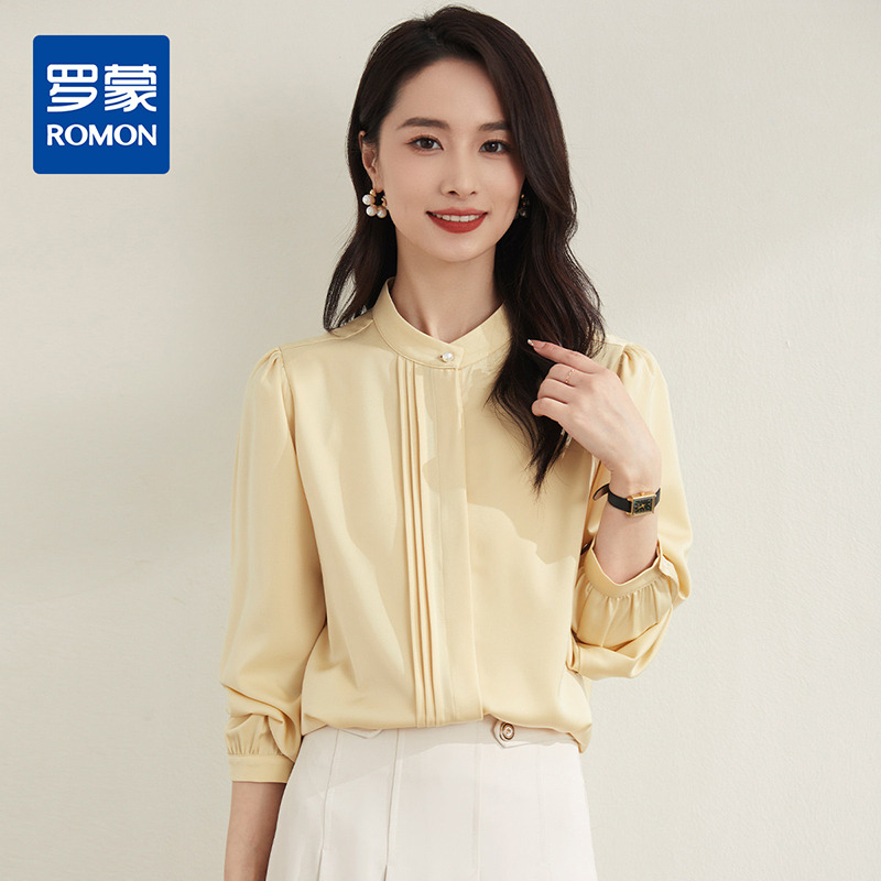 10213651.【舒适通勤】罗蒙四季款女式长袖衬衫百搭通勤清新百搭日常衬衫女