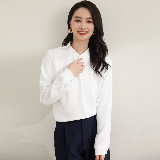 10213824.【职业干练】罗蒙四季款女士长袖衬衫舒适亲肤大众简约百搭优雅衬衫女