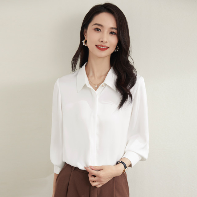 10213770.【简约优雅】罗蒙四季款女士长袖衬衫职场大众百搭日常商务干练衬衫女