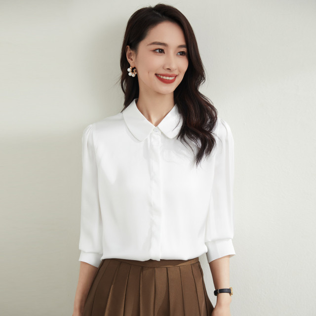10213841.【商务通勤】罗蒙四季款女士长袖衬衫简约日常大众休闲百搭衬衫女