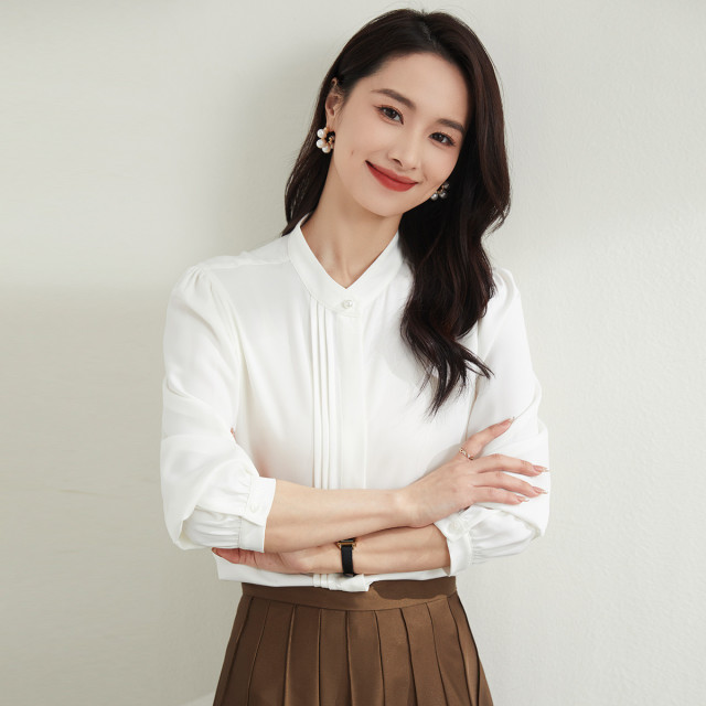 10213651.【舒适通勤】罗蒙四季款女式长袖衬衫百搭通勤清新百搭日常衬衫女