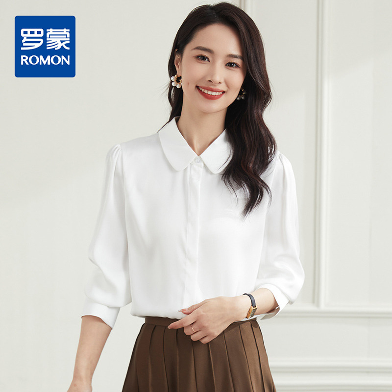 10213841.【商务通勤】罗蒙四季款女士长袖衬衫简约日常大众休闲百搭衬衫女