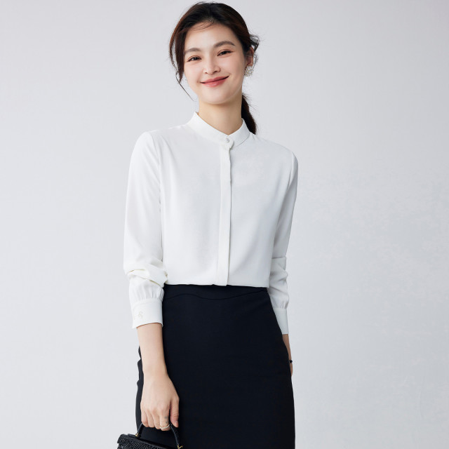 10213496.【优雅干练】罗蒙四季款女式长袖衬衫舒适轻盈清新百搭职业简约衬衫女