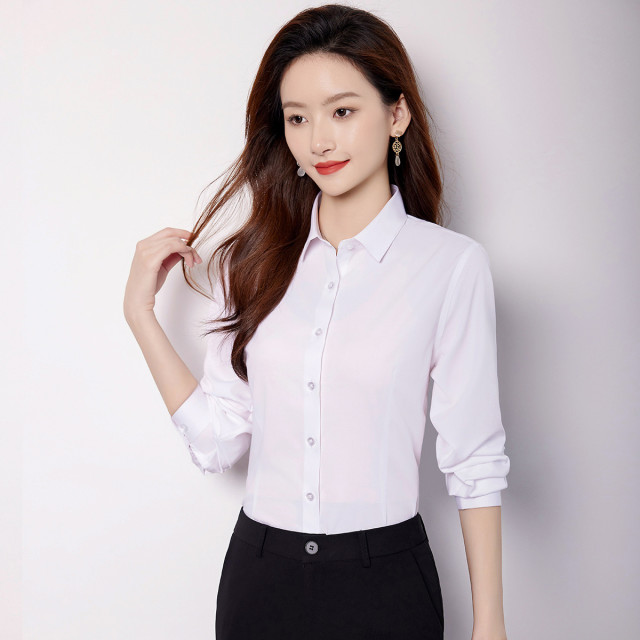 10213901.【含桑蚕丝】罗蒙女士长袖衬衫商务通勤简约百搭清新日常上装开衫女