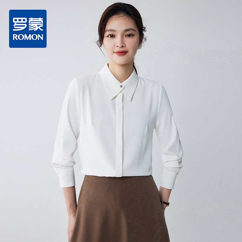 10213516.【简约大方】罗蒙四季款女式长袖衬衫时尚有型气质优雅商务职业衬衫女