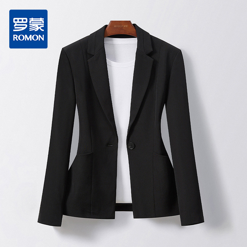 10480615.【垂顺挺括】罗蒙女士西服知性优雅时尚商务日常通勤西服外套女