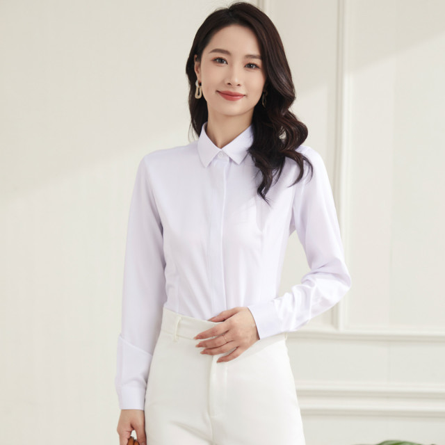 10479273.【商务通勤】罗蒙四季款女士长袖衬衫舒适百搭简约微弹职场衬衫女