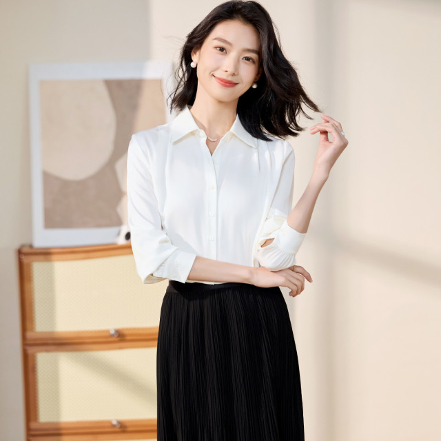 10480145.【舒适优雅】罗蒙女士长袖衬衫百搭日常大众时尚商务通勤开衫衬衫女