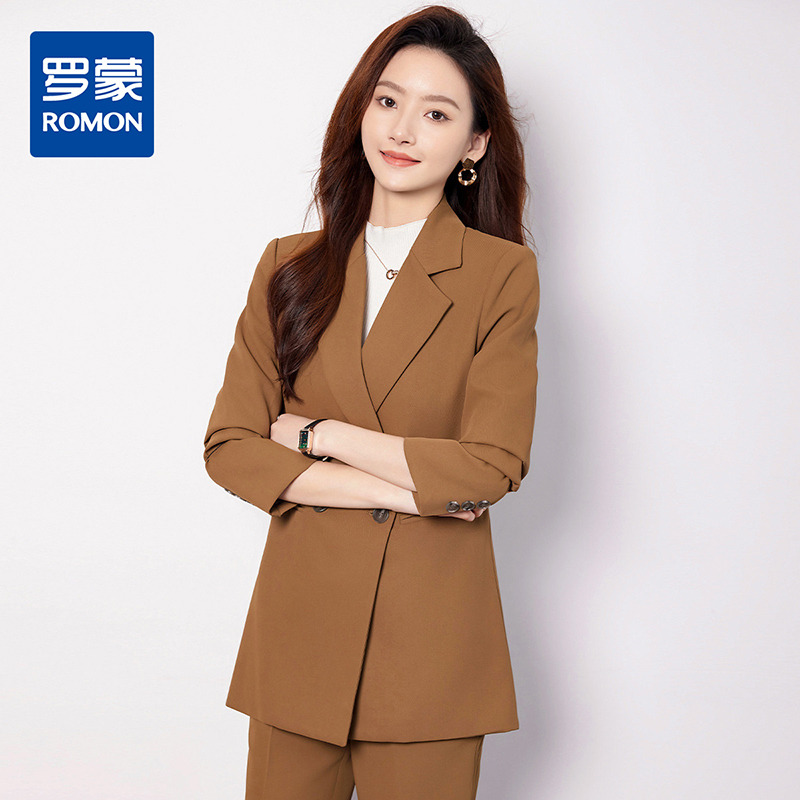 10480016.【上衣+裤子】罗蒙女士两件套套装时尚气质简约职场西服套装女