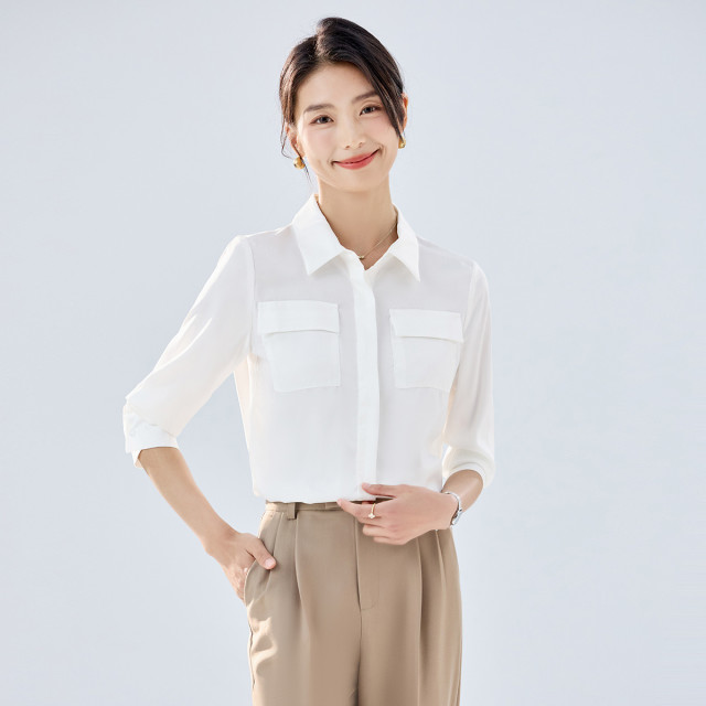 10480189.【气质简约】罗蒙女士长袖衬衫时尚有型百搭日常开衫衬衫女商务通勤