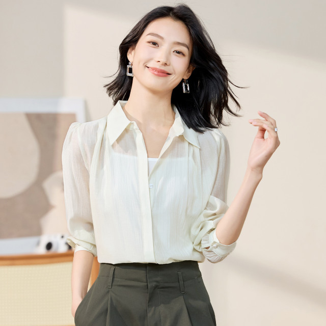 10484545.【简约大方】罗蒙女士长袖衬衫含莱赛尔舒适百搭清爽衬衫开衫女