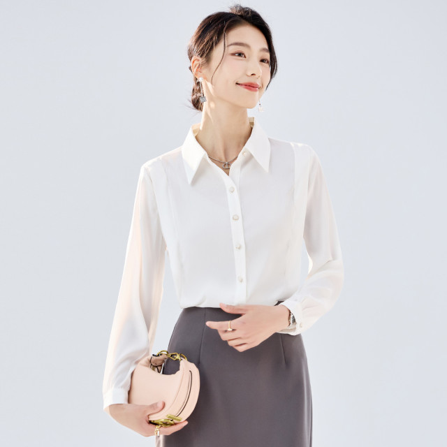 10484518.【简约大气】罗蒙女士长袖衬衫百搭舒适时尚简约开衫衬衫女