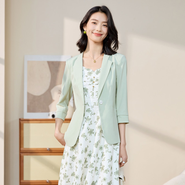 10483801.【知性优雅】罗蒙女士西服简约七分袖潮流百搭舒适西服外套女