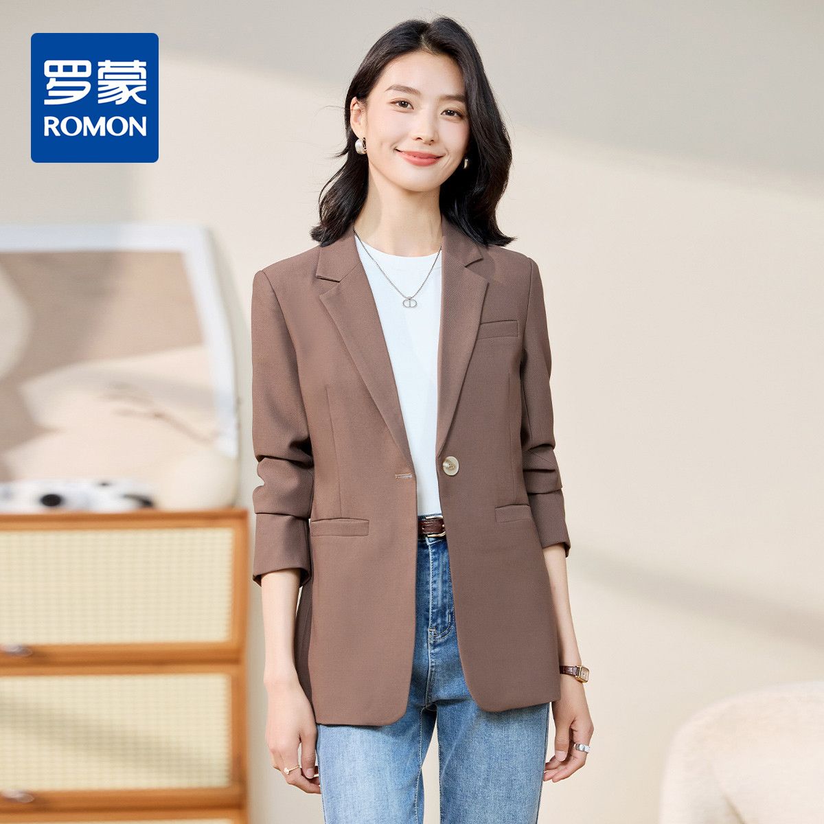 10655929.【优雅气质】罗蒙女士西服长袖百搭休闲大众日常商务西服外套女