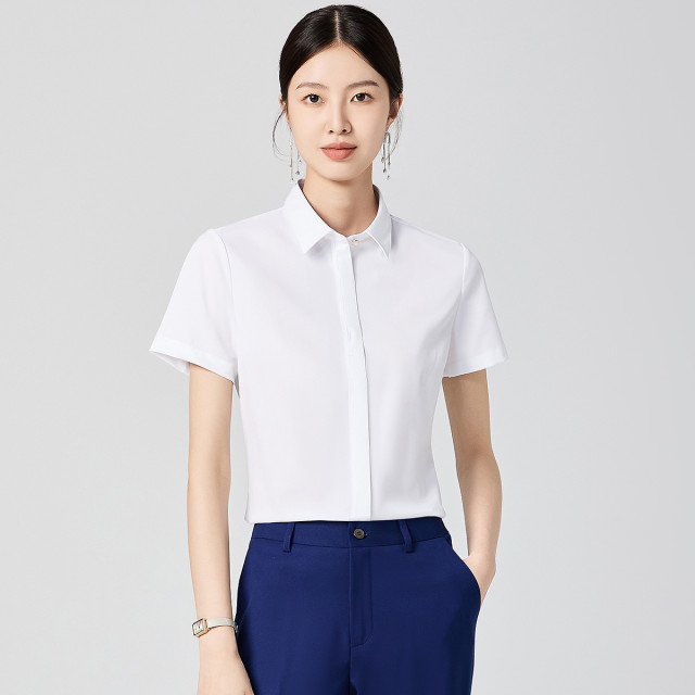 10777672.【简约微弹】罗蒙女士短袖衬衫商务休闲时尚通勤百搭有型衬衫女