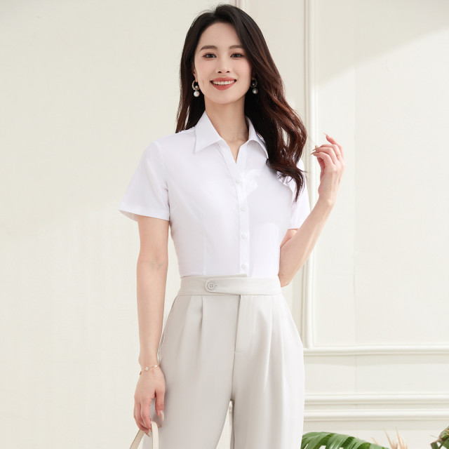 10777328.【防油防水防污】罗蒙女士短袖衬衫舒适简约大众商务衬衫衬衣女