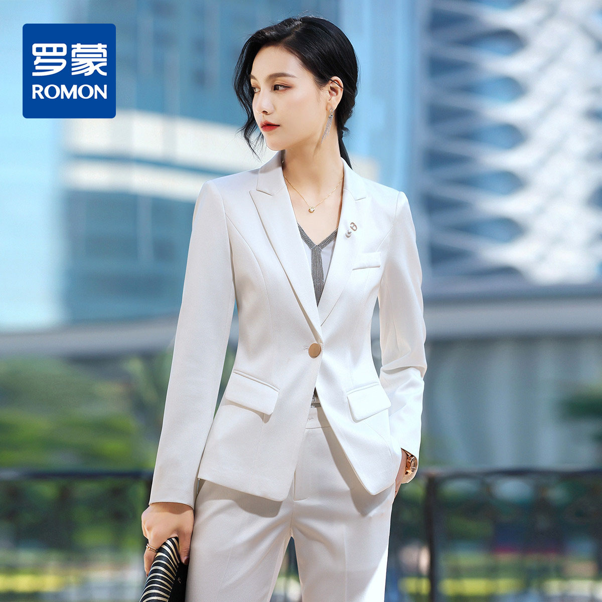 10833748.罗蒙女士休闲西装外套新款时尚一粒扣商务休闲OL通勤单西服