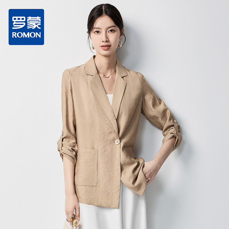 10889249.【简约干练】罗蒙女士长袖西服百搭舒适优雅商务时尚有型一粒扣外套女