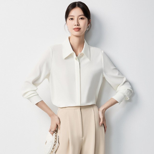 10888593.【时尚通勤&商务时尚】罗蒙女士长袖衬衫舒适微弹事业上班面试百搭
