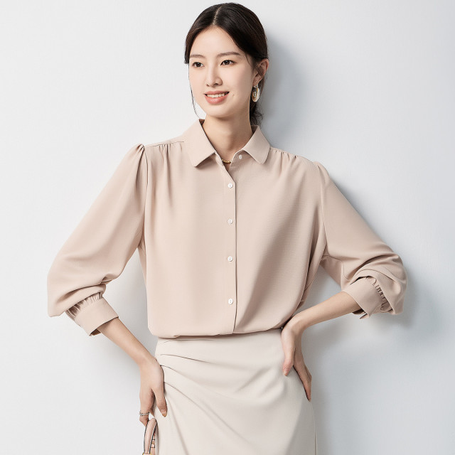 10889555.【温柔甜美&简约休闲】罗蒙女士长袖衬衫上班日常气质百搭衬衣男