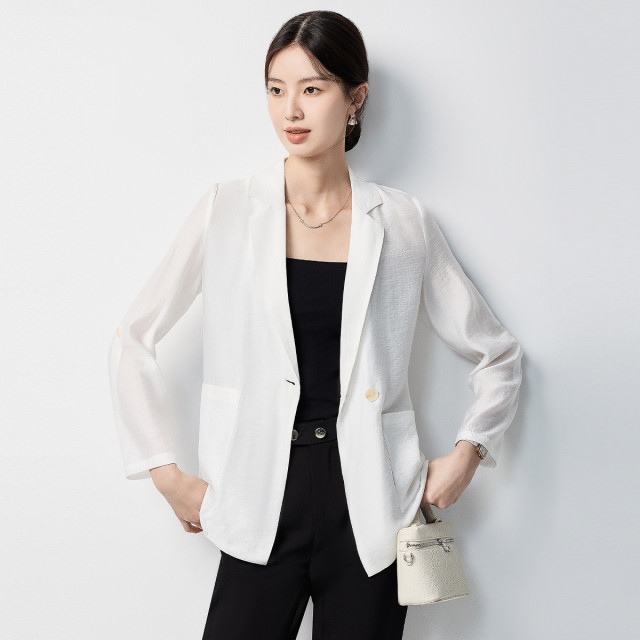 10889249.【简约干练】罗蒙女士长袖西服百搭舒适优雅商务时尚有型一粒扣外套女