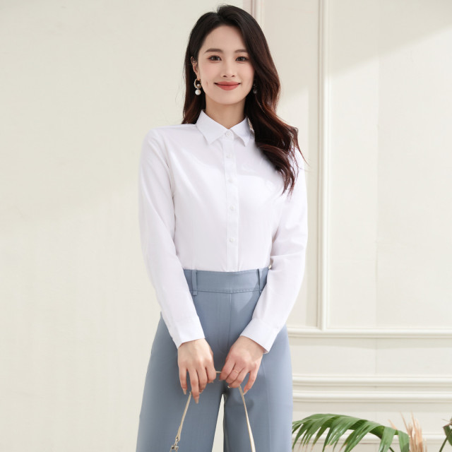 10938577.罗蒙防油防水防污女士长袖衬衫百搭衬衫衬衣女