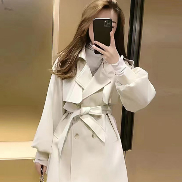 11121023.罗蒙女士春秋风衣休闲时尚腰部系带简单舒适日常通勤女外套