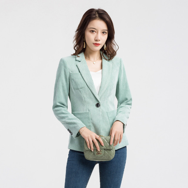 11139295.罗蒙女士西装单西外套新款灯芯绒时尚小西装女外套