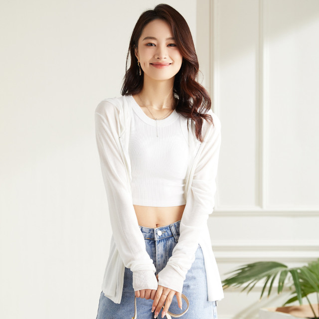 11162807.【多色可选】罗蒙女士外套轻薄舒适休闲百搭透气女针织拉链连帽外套