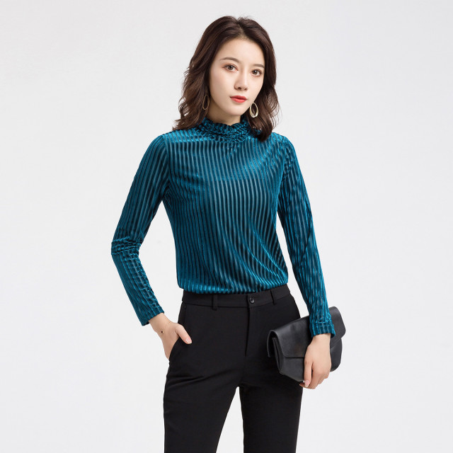 11166870.罗蒙女士打底衫高领圆通套头衫时尚百搭休闲打底衫t恤衫