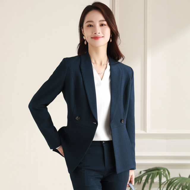 11279573.罗蒙女士西服商务职业通勤百搭不规则设计舒适气质西装外套女