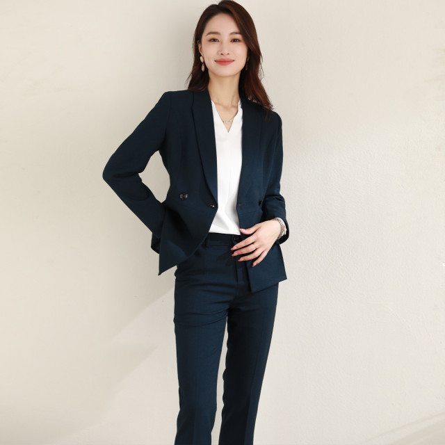 11279564.【西装+西裤】罗蒙女士春秋不规则设计职业套装气质商务通勤西服两件套女