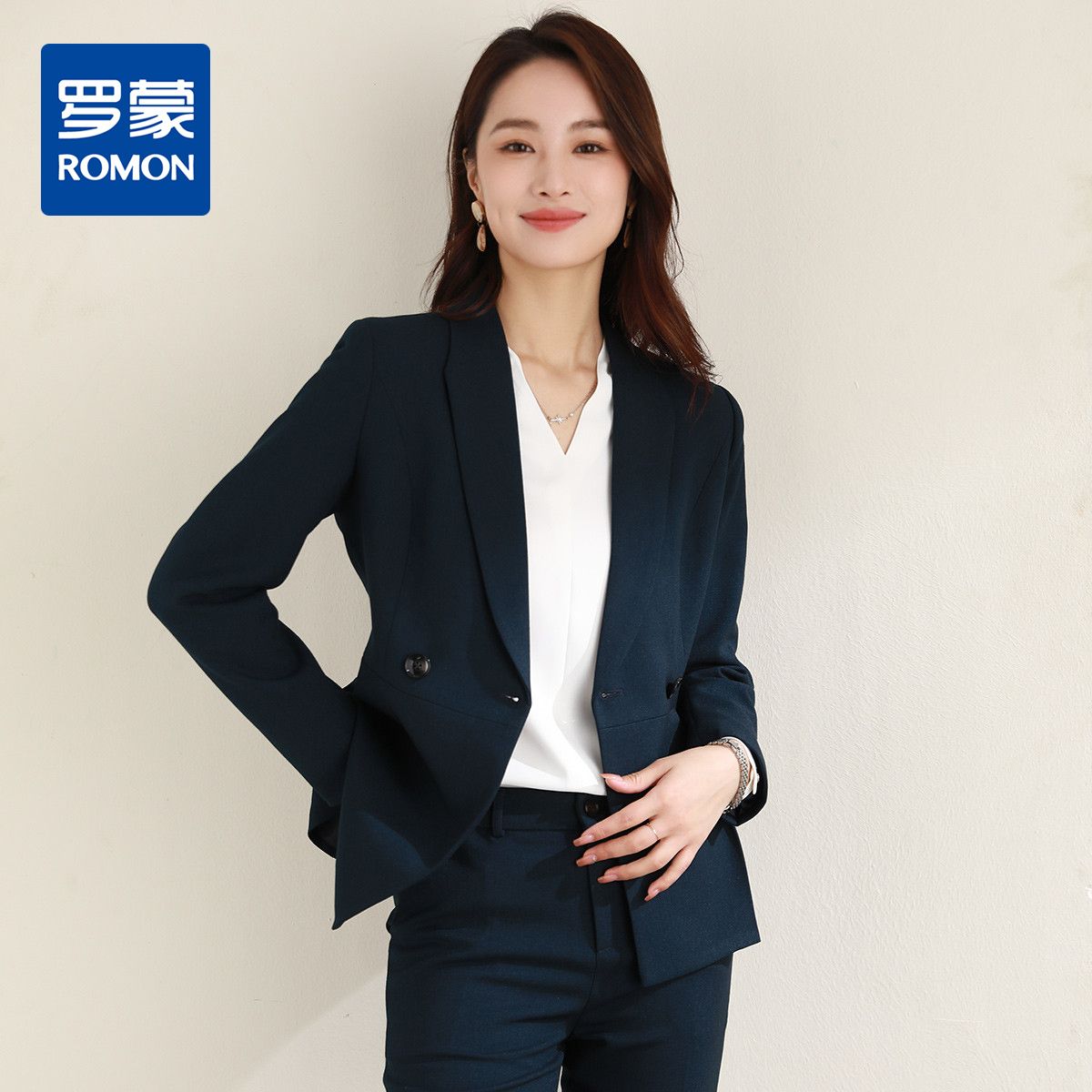 11279573.罗蒙女士西服商务职业通勤百搭不规则设计舒适气质西装外套女