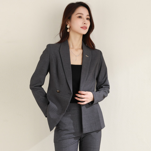 11351495.罗蒙女士商务不规则设计轻薄透气西服通勤百搭基础西装外套女