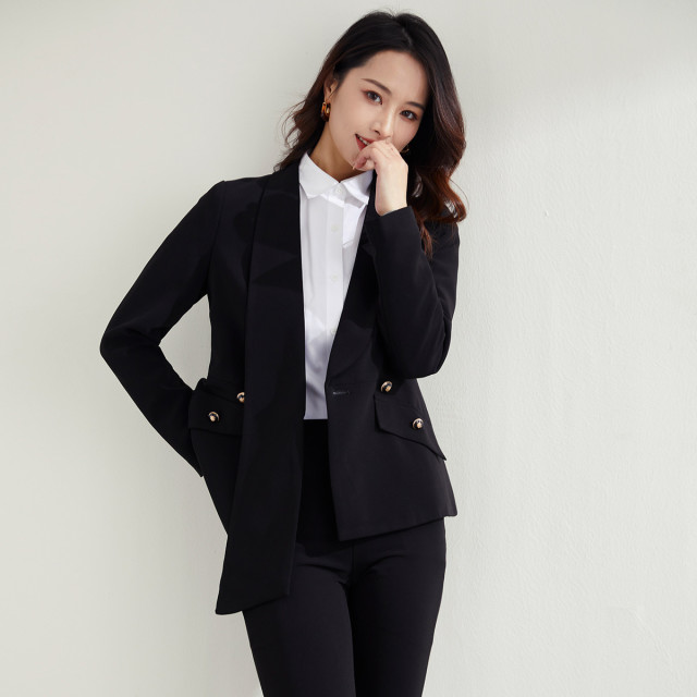11359512.罗蒙秋季女士西服套装百搭通勤简约时尚西装两件套女