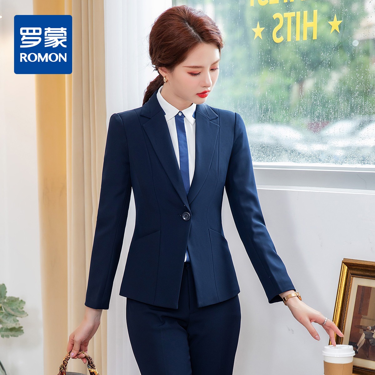 11358969.【上衣+裤子】罗蒙西服套装女士时尚修身显瘦商务休闲职业通勤女西装