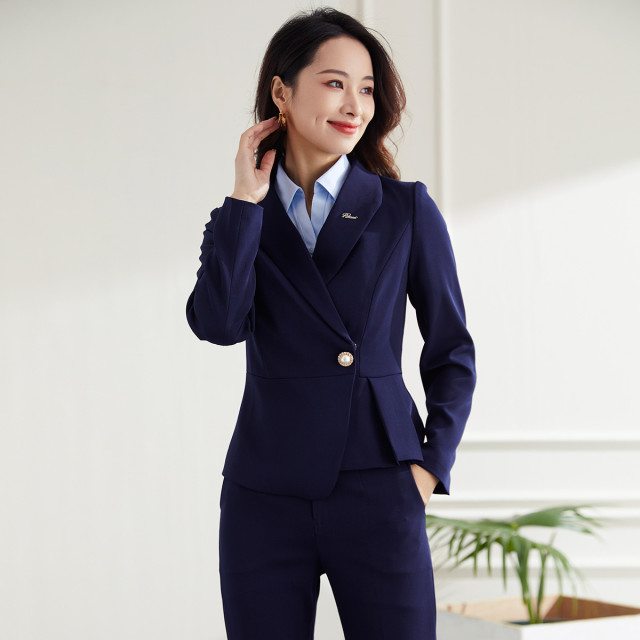 11389753.【上衣+裤子】罗蒙秋季女士套装商务通勤气质大方西服套装女