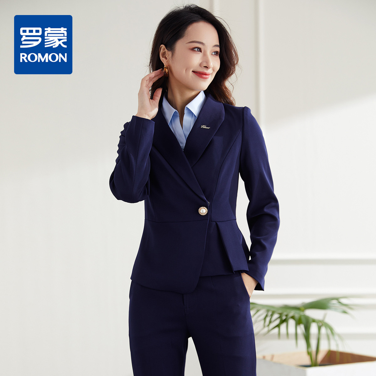 11389753.【上衣+裤子】罗蒙秋季女士套装商务通勤气质大方西服套装女
