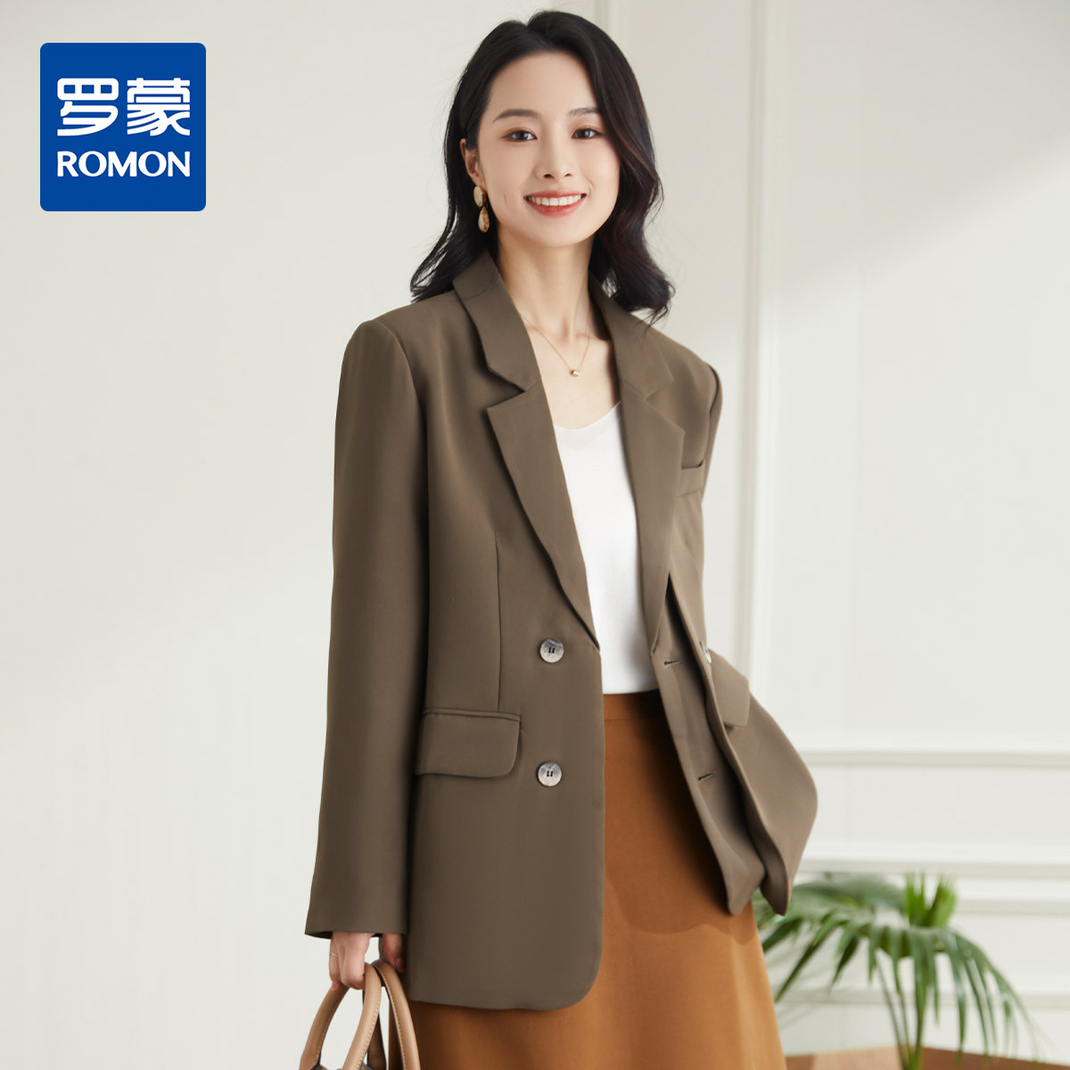 11389838.罗蒙女士西服气质休闲单西百搭商务通勤时尚舒适西装外套女