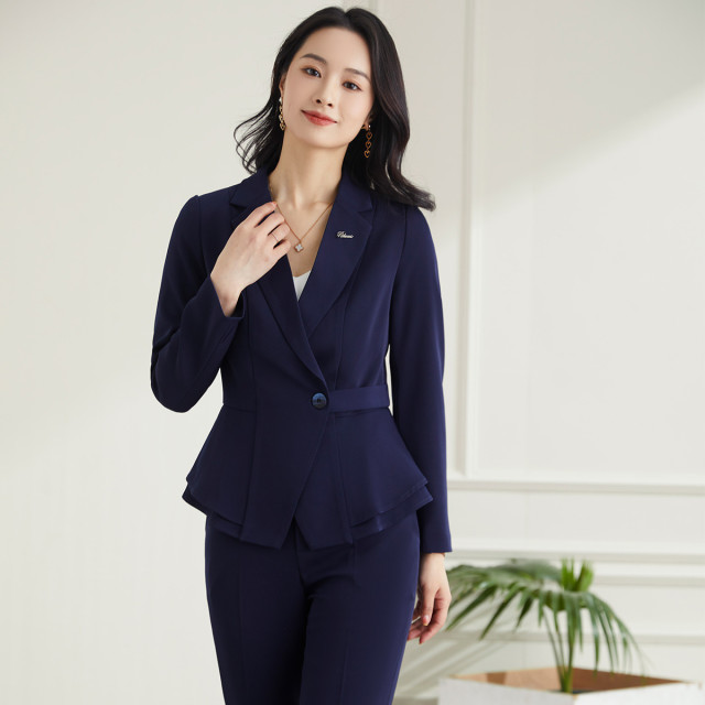 11394857.【西服+西裤】罗蒙女士套装精致一粒扣休闲商务纯色百搭通勤两件套女