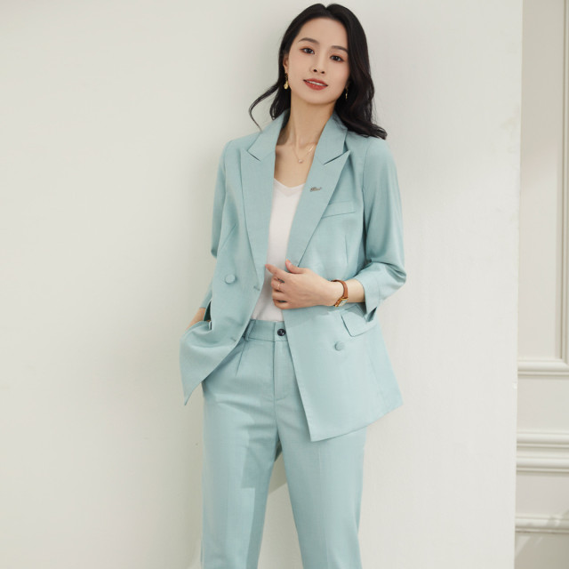 11395380.【上衣+裤子】罗蒙女士套装两件套商务通勤优雅气场时尚套西女