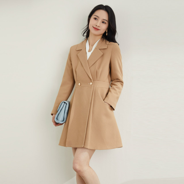 11396312.罗蒙女士连衣裙舒适百搭西装领休闲日常内搭外穿气质裙子女
