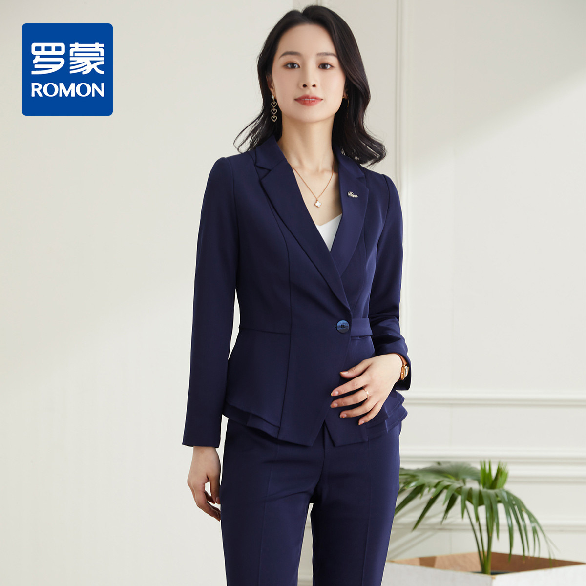 11394857.【西服+西裤】罗蒙女士套装精致一粒扣休闲商务纯色百搭通勤两件套女
