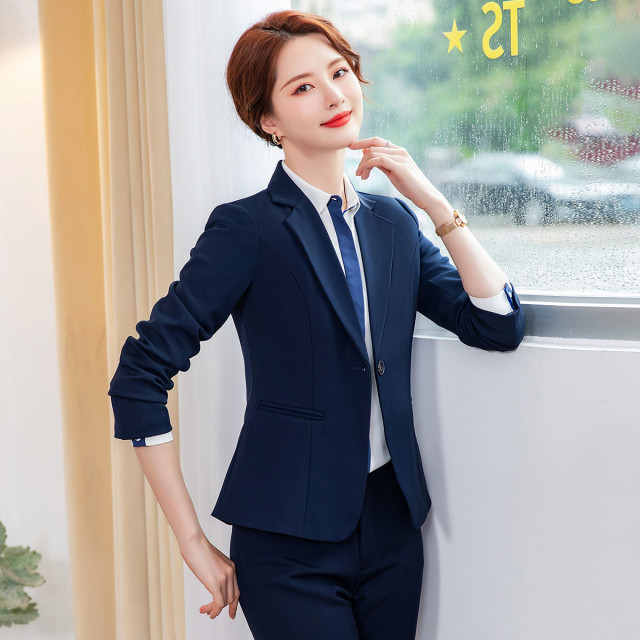 11782413.【上衣+裤子】罗蒙女士春秋西服套装商务通勤修身显瘦一粒扣白领职业装