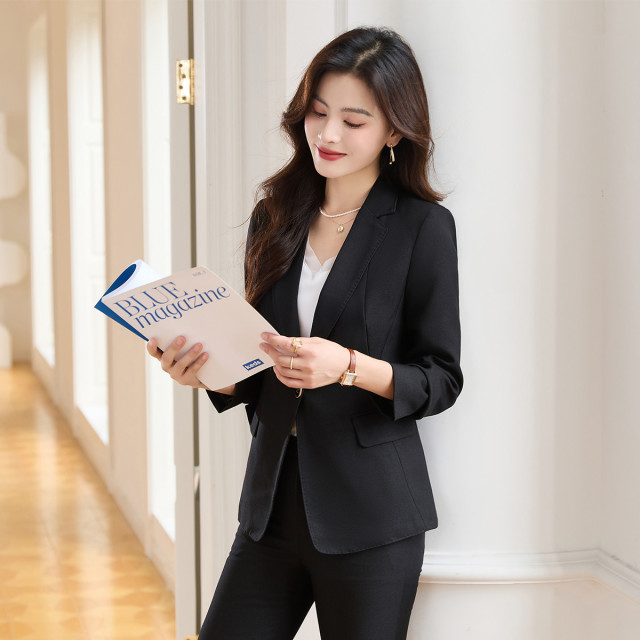 11824743.罗蒙女士西服套装时尚百搭通勤干练女套装职业商务西装两件套