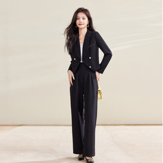 11824976.罗蒙女士西服套装休闲百搭时尚套装通勤职业干练女西装两件套