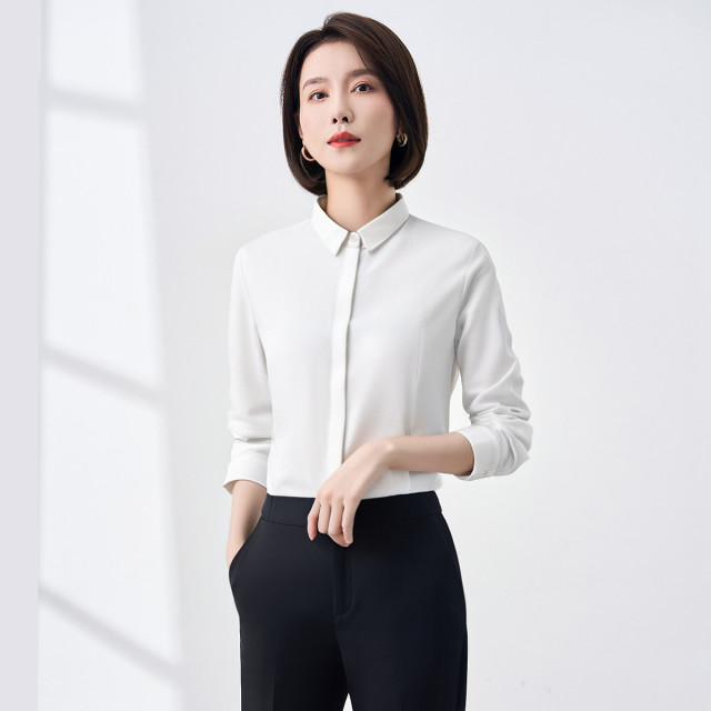 12126340.【舒适微弹 含莫代尔】罗蒙女士长袖衬衫舒适百搭简约日常通勤衬衣女